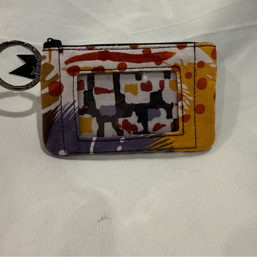 Vera Bradley Lighten Up Zip ID Pouch in Painted Feathers Pattern